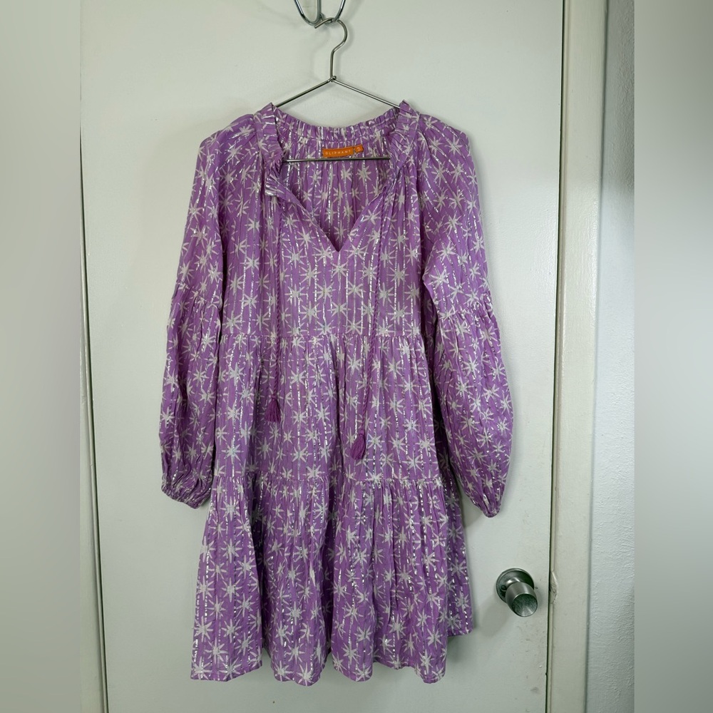 Tuckernuck, Oliphant, Virgo lilac, long sleeve balloon sleeve, mini dress S